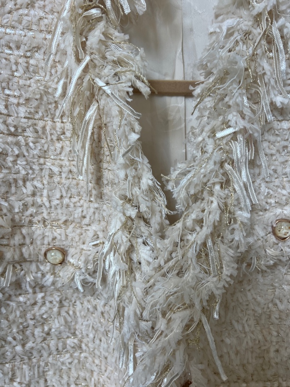 Cream Fringe Tweed Jacket - Picture 9 of 10